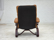 Norwegian_Mid-Century_Modern_Adjustable_Bentwood_Lounge_Chair_with_Light_Brown_Leather_and_Canvas,_1970s