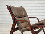 Norwegian_Brown_Leather_Lounge_Chair_with_Bentwood_Frame,_1970s