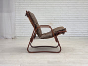 Norwegian_Brown_Leather_Lounge_Chair_with_Bentwood_Frame,_1970s