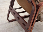 Norwegian_Brown_Leather_Lounge_Chair_with_Bentwood_Frame,_1970s