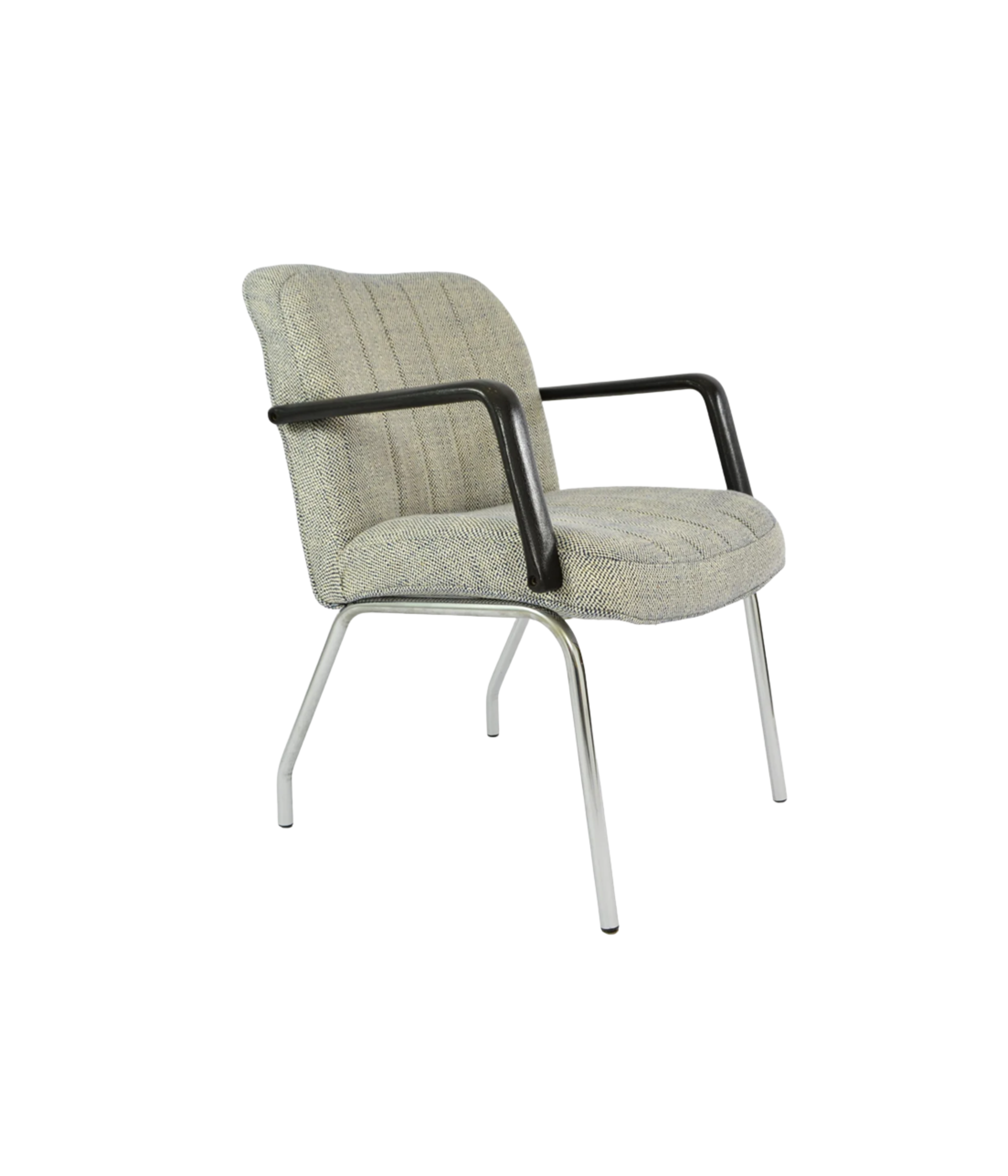 1970s_Office_Armchair_in_Mottled_Fabric_and_Chrome_with_Resin_Armrests