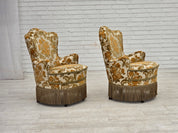 Set_of_2_Small_Danish_Armchairs_in_Brown_Beige_Fabric_and_Beech,_Denmark,_1970s