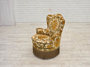 Set_of_2_Small_Danish_Armchairs_in_Brown_Beige_Fabric_and_Beech,_Denmark,_1970s