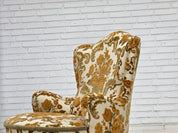 Set_of_2_Small_Danish_Armchairs_in_Brown_Beige_Fabric_and_Beech,_Denmark,_1970s