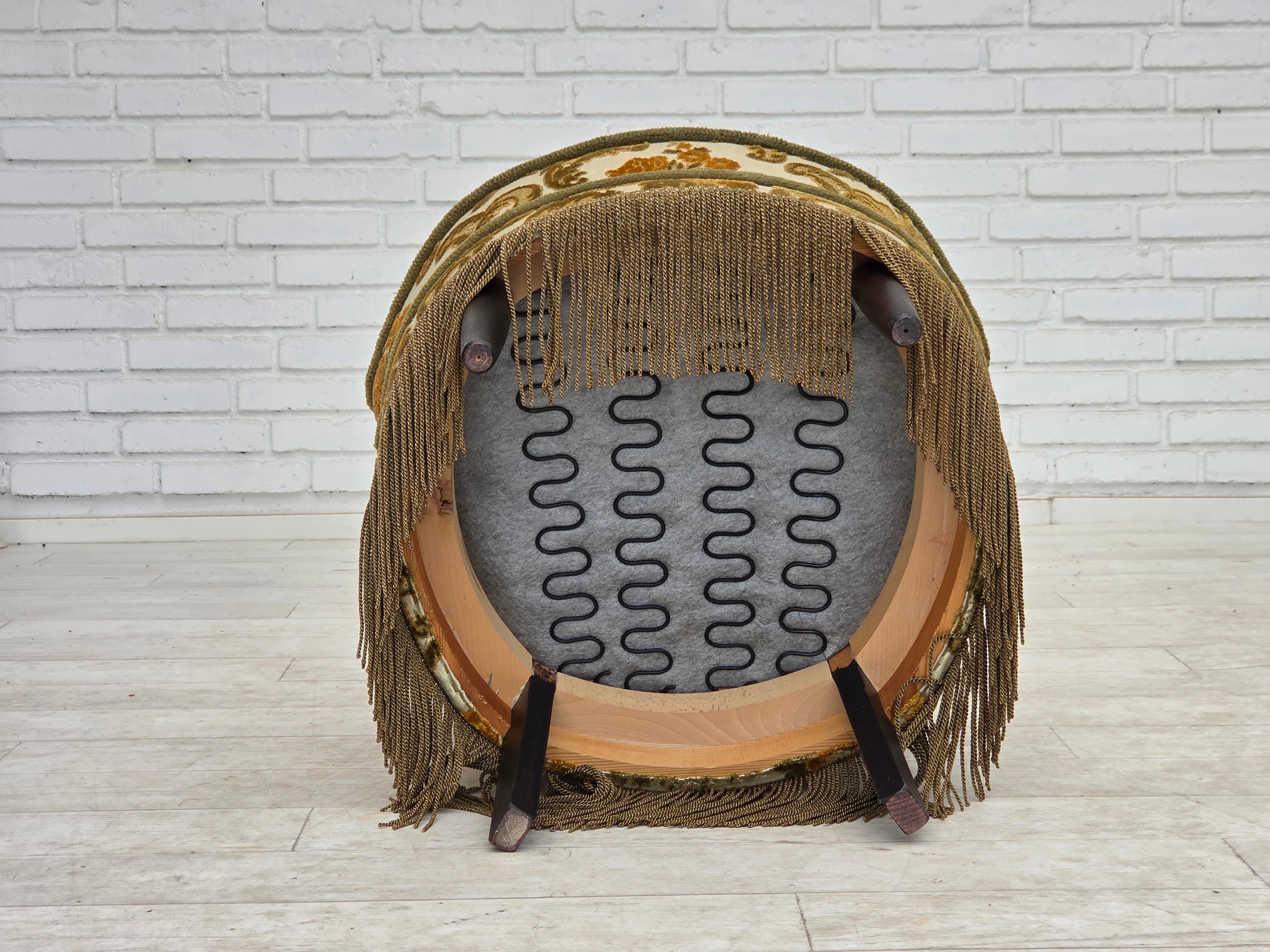 Set_of_2_Small_Danish_Armchairs_in_Brown_Beige_Fabric_and_Beech,_Denmark,_1970s
