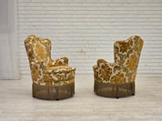 Set_of_2_Small_Danish_Armchairs_in_Brown_Beige_Fabric_and_Beech,_Denmark,_1970s