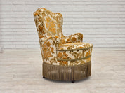 Set_of_2_Small_Danish_Armchairs_in_Brown_Beige_Fabric_and_Beech,_Denmark,_1970s