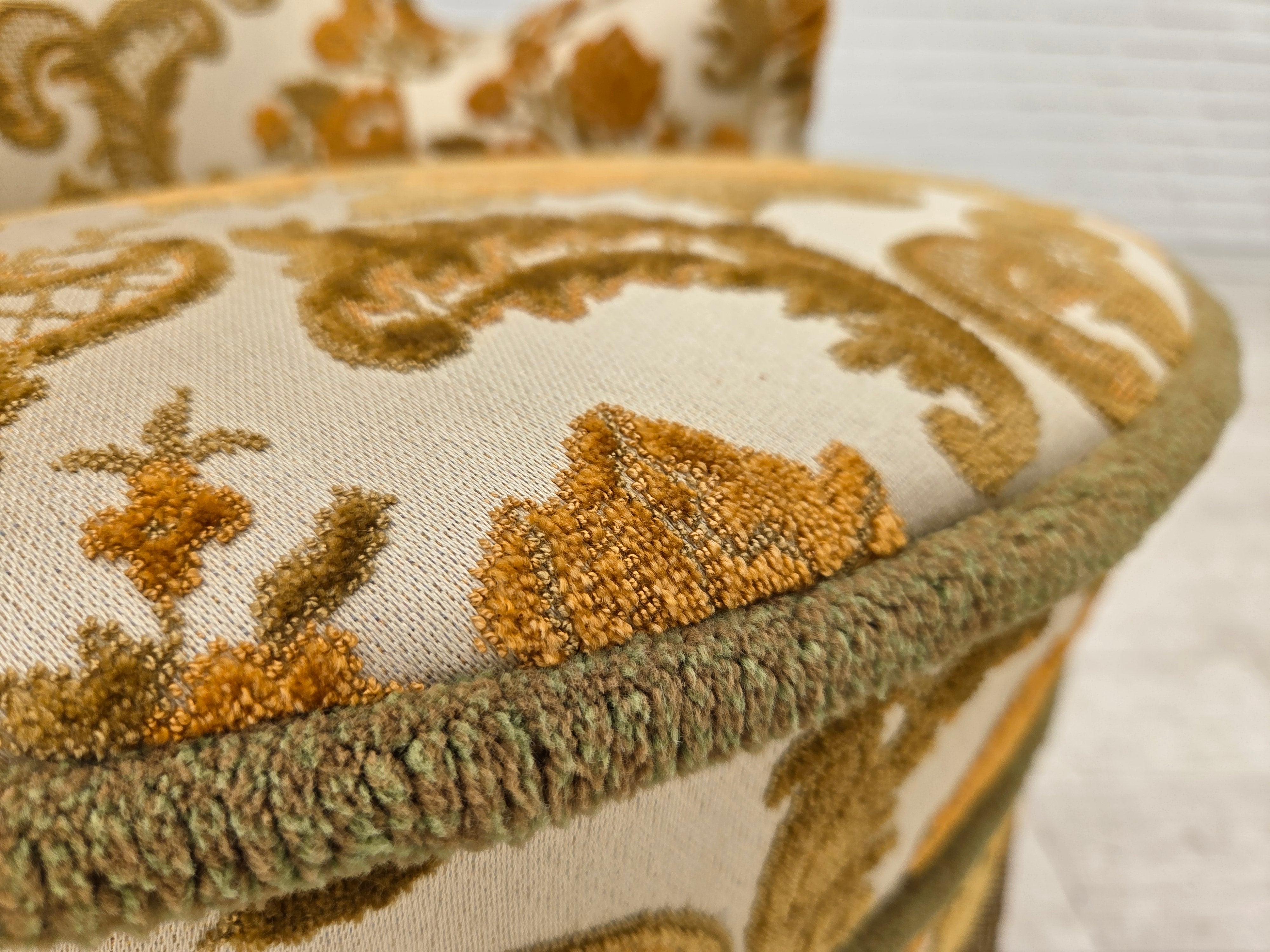 Set_of_2_Small_Danish_Armchairs_in_Brown_Beige_Fabric_and_Beech,_Denmark,_1970s
