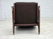 1970s_Scandinavian_Brown_Leather,_Beech_and_Canvas_Lounge_Armchair,_Denmark