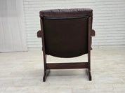1970s_Scandinavian_Brown_Leather,_Beech_and_Canvas_Lounge_Armchair,_Denmark