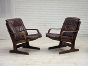1970s_Scandinavian_Brown_Leather,_Beech_and_Canvas_Lounge_Armchair,_Denmark