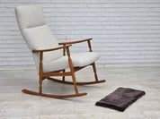 Scandinavian_High-Back_Rocking_Chair_in_Solid_Oak_with_White_Upholstery_and_Sheepskin_Pillow,_circa_1965–1970