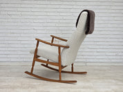 Scandinavian_High-Back_Rocking_Chair_in_Solid_Oak_with_White_Upholstery_and_Sheepskin_Pillow,_circa_1965–1970