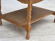 Danish_Mid-Century_Modern_Solid_Oak_Table_with_Drawers_and_Rattan_Details,_circa_1965-1970
