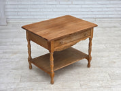 Danish_Mid-Century_Modern_Solid_Oak_Table_with_Drawers_and_Rattan_Details,_circa_1965-1970