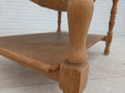 Danish_Mid-Century_Modern_Solid_Oak_Table_with_Drawers_and_Rattan_Details,_circa_1965-1970