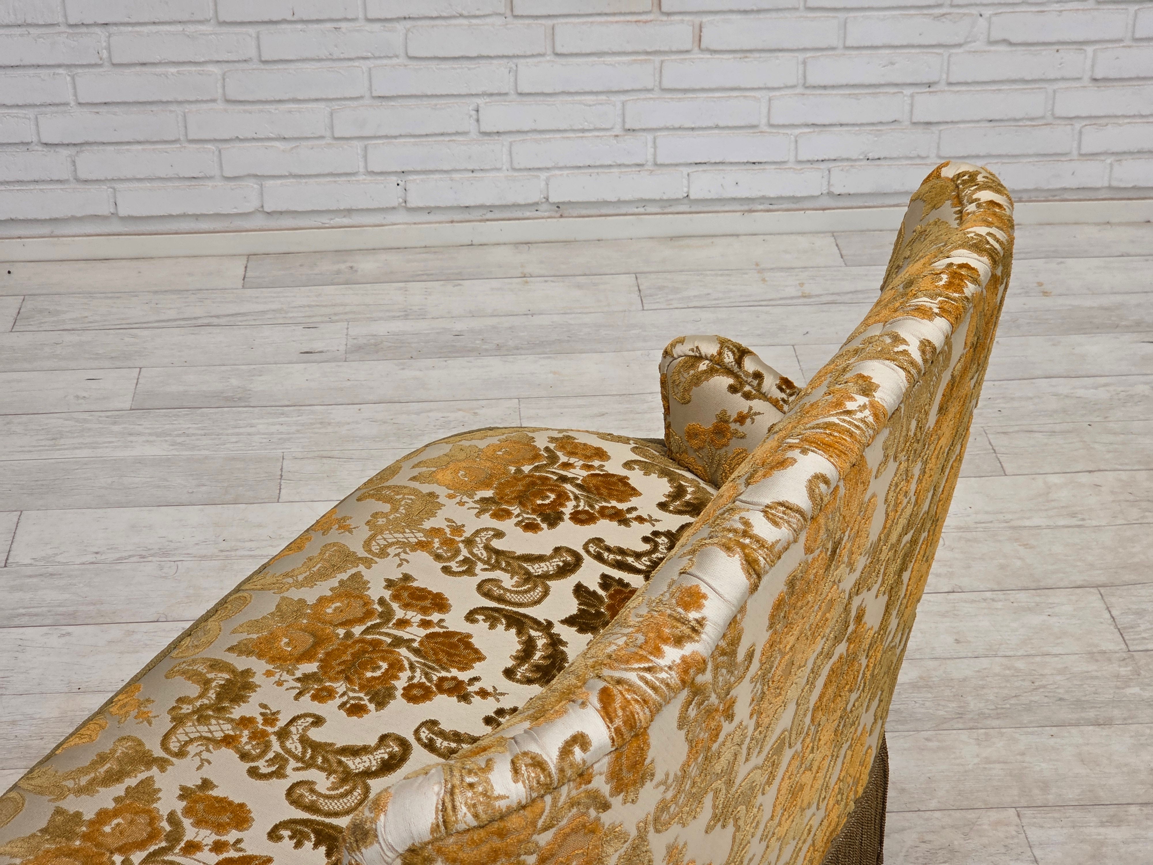 Small_Danish_Two-Seater_Sofa_in_Brown_Beige_Fabric_and_Beech,_Denmark,_1970s