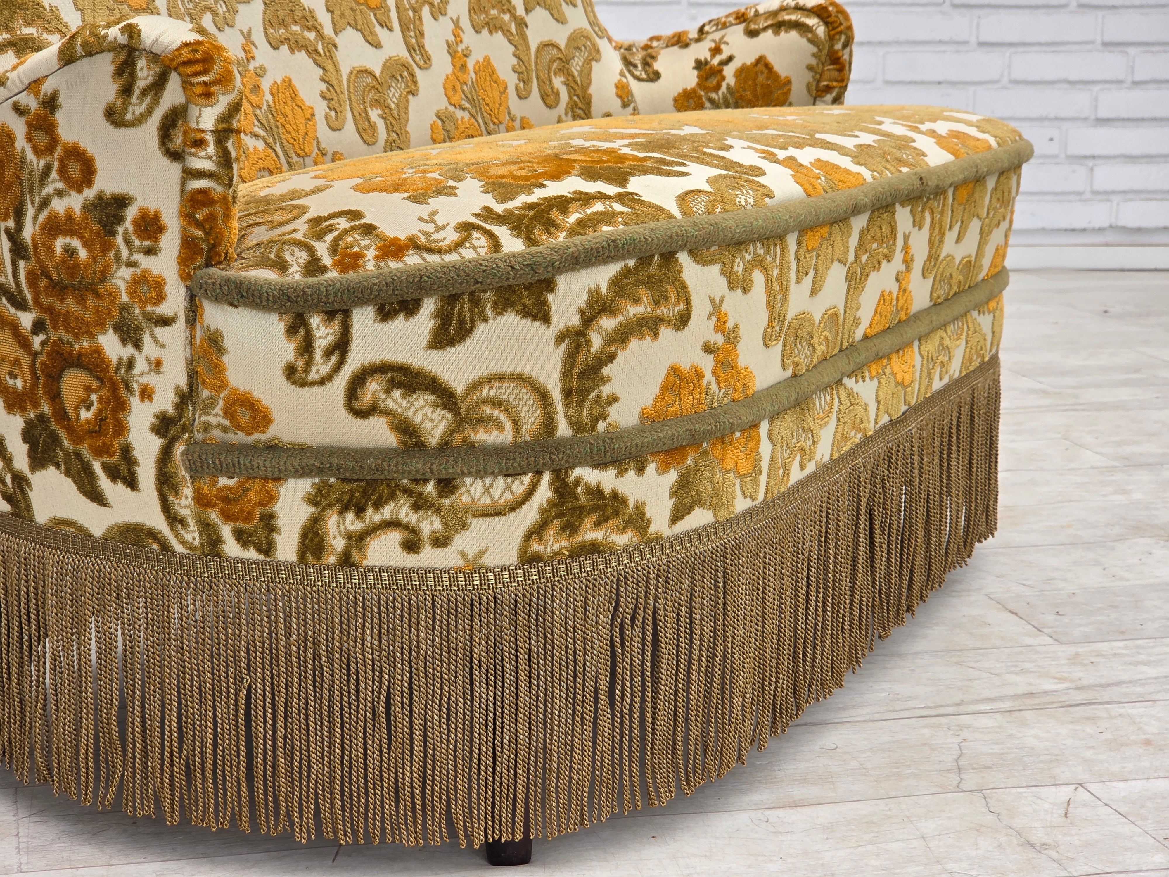 Small_Danish_Two-Seater_Sofa_in_Brown_Beige_Fabric_and_Beech,_Denmark,_1970s