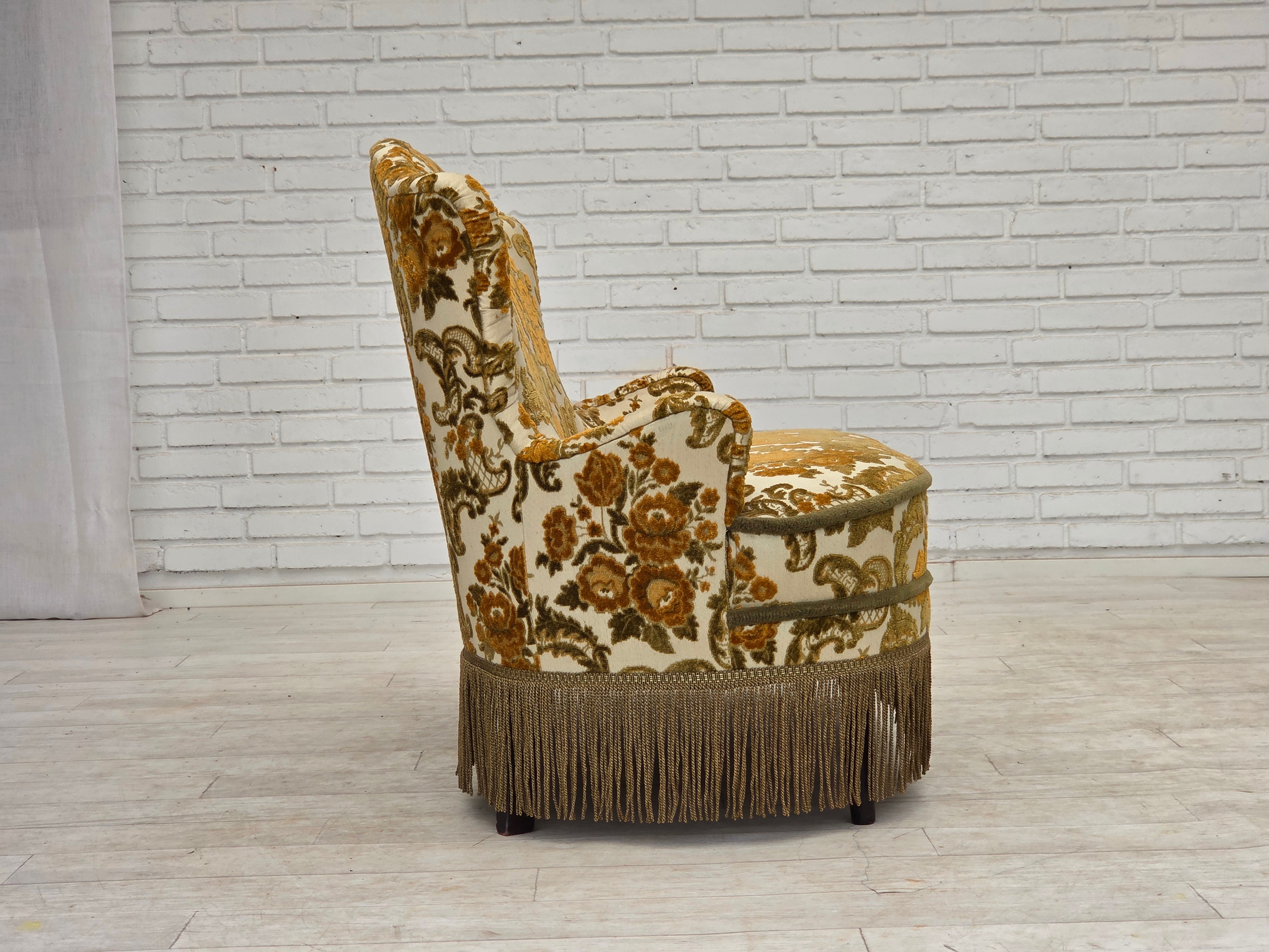 Small_Danish_Two-Seater_Sofa_in_Brown_Beige_Fabric_and_Beech,_Denmark,_1970s