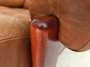Set_of_Swedish_Armchair_with_Footstool_in_Brown_Leather_and_Dark_Beech,_Scandinavian_Design,_1970s