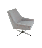 1970s_Swivel_Shell_Armchair_in_Light_Blue_and_Terracotta_Fabric_with_Chrome_Base