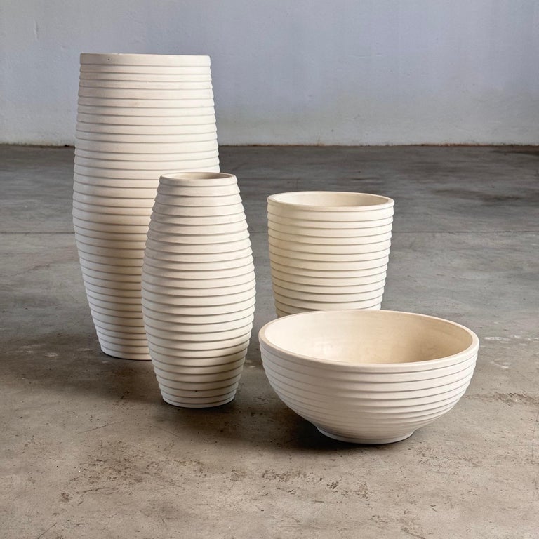Set_of_4_Textured_Ceramic_Vases_and_Centerpieces_by_Bitossi,_Italy,_1990s