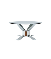 1980s_German_Round_Dining_Table_in_Solid_Teak_and_Chrome_Steel