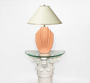 Salmon_Ceramic_Table_Lamp_with_Shell_Texture,_USA_1980s