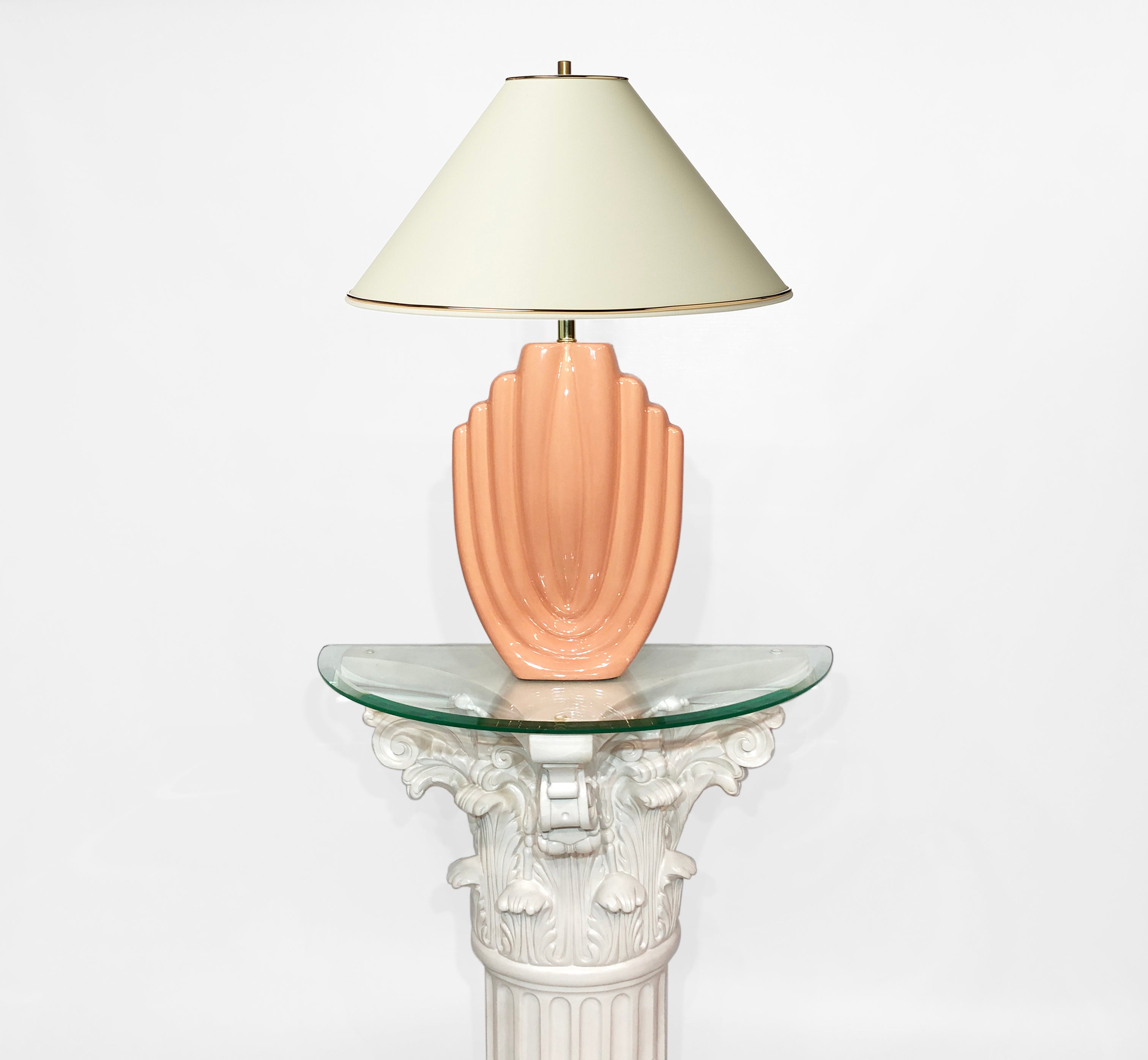 Salmon_Ceramic_Table_Lamp_with_Shell_Texture,_USA_1980s