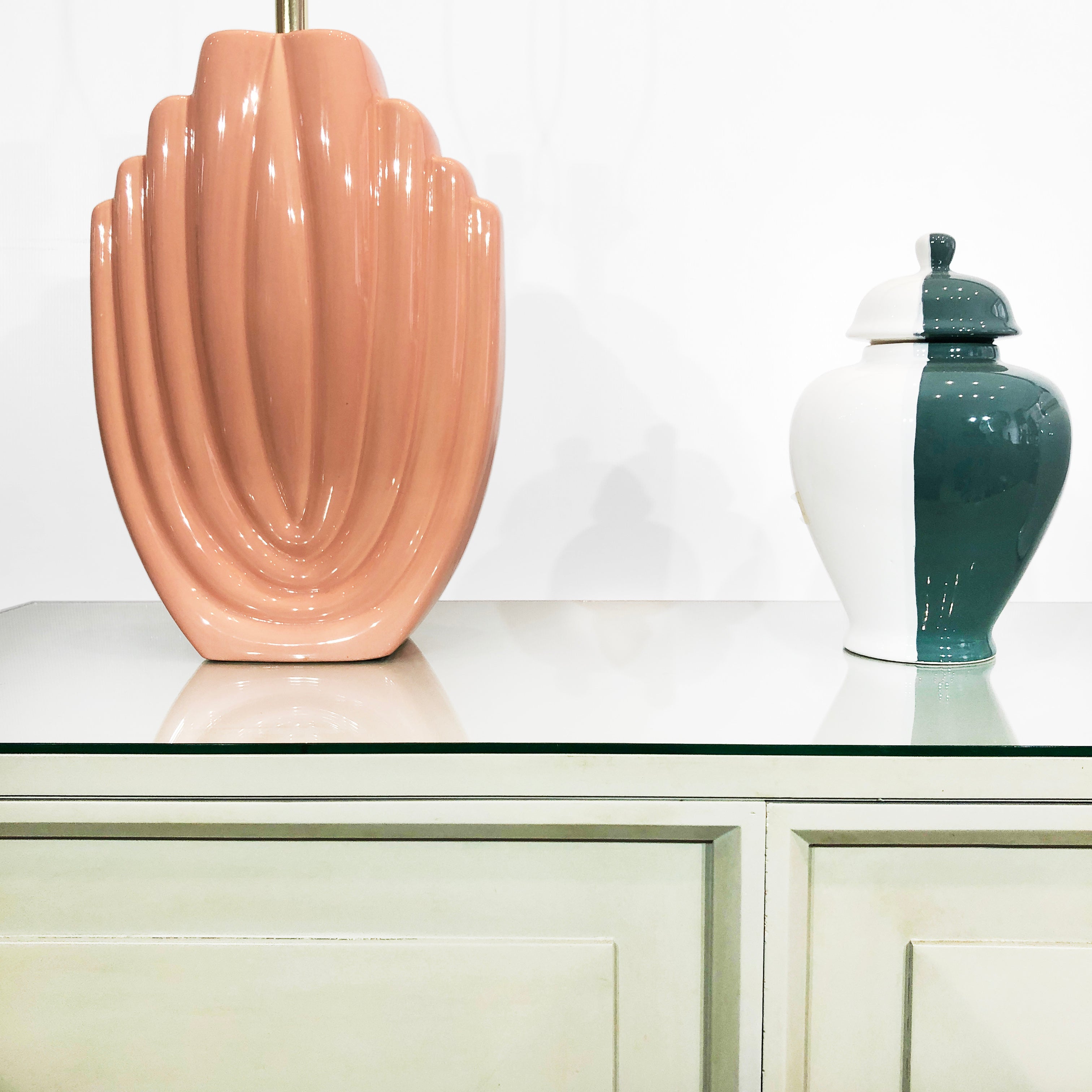 Salmon_Ceramic_Table_Lamp_with_Shell_Texture,_USA_1980s