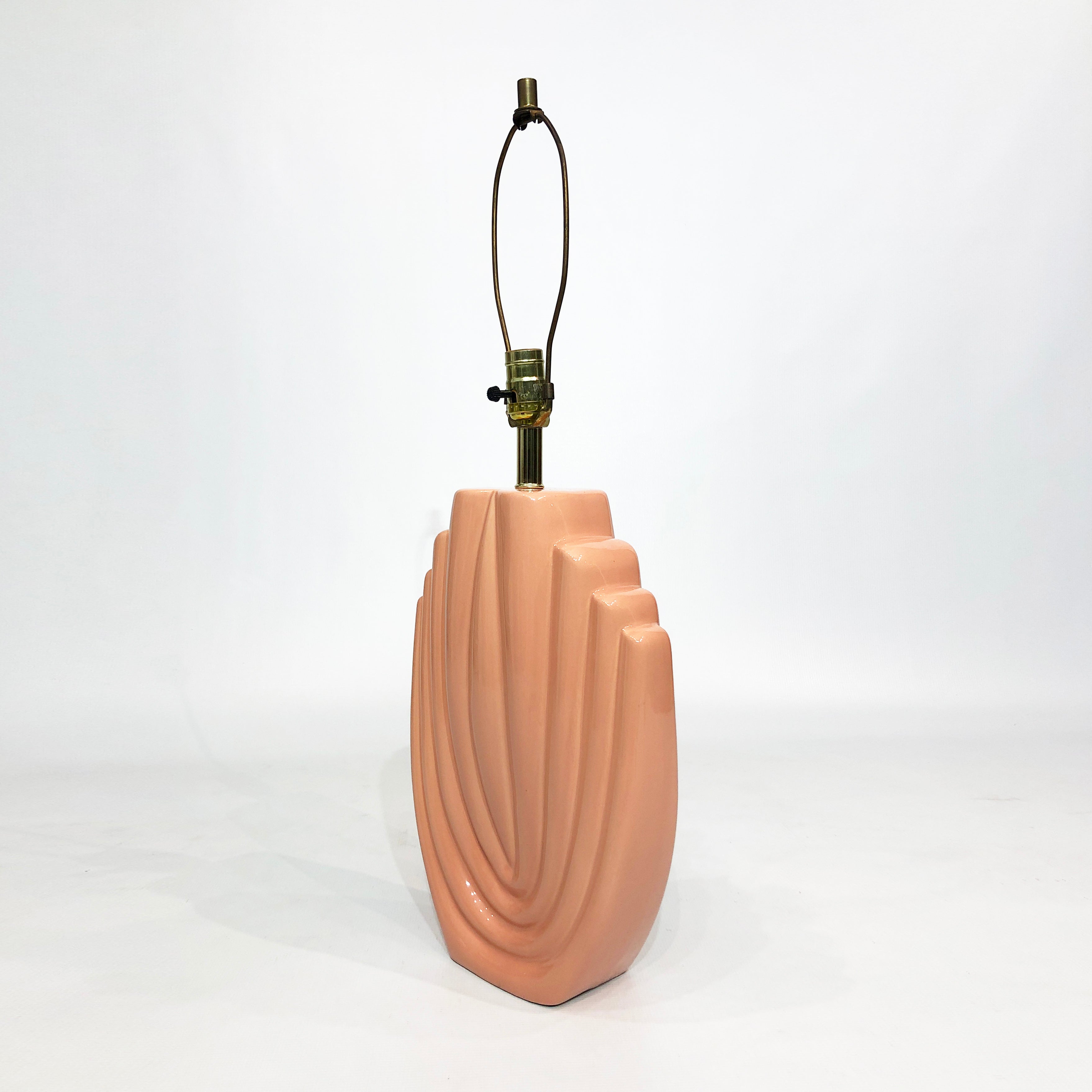 Salmon_Ceramic_Table_Lamp_with_Shell_Texture,_USA_1980s