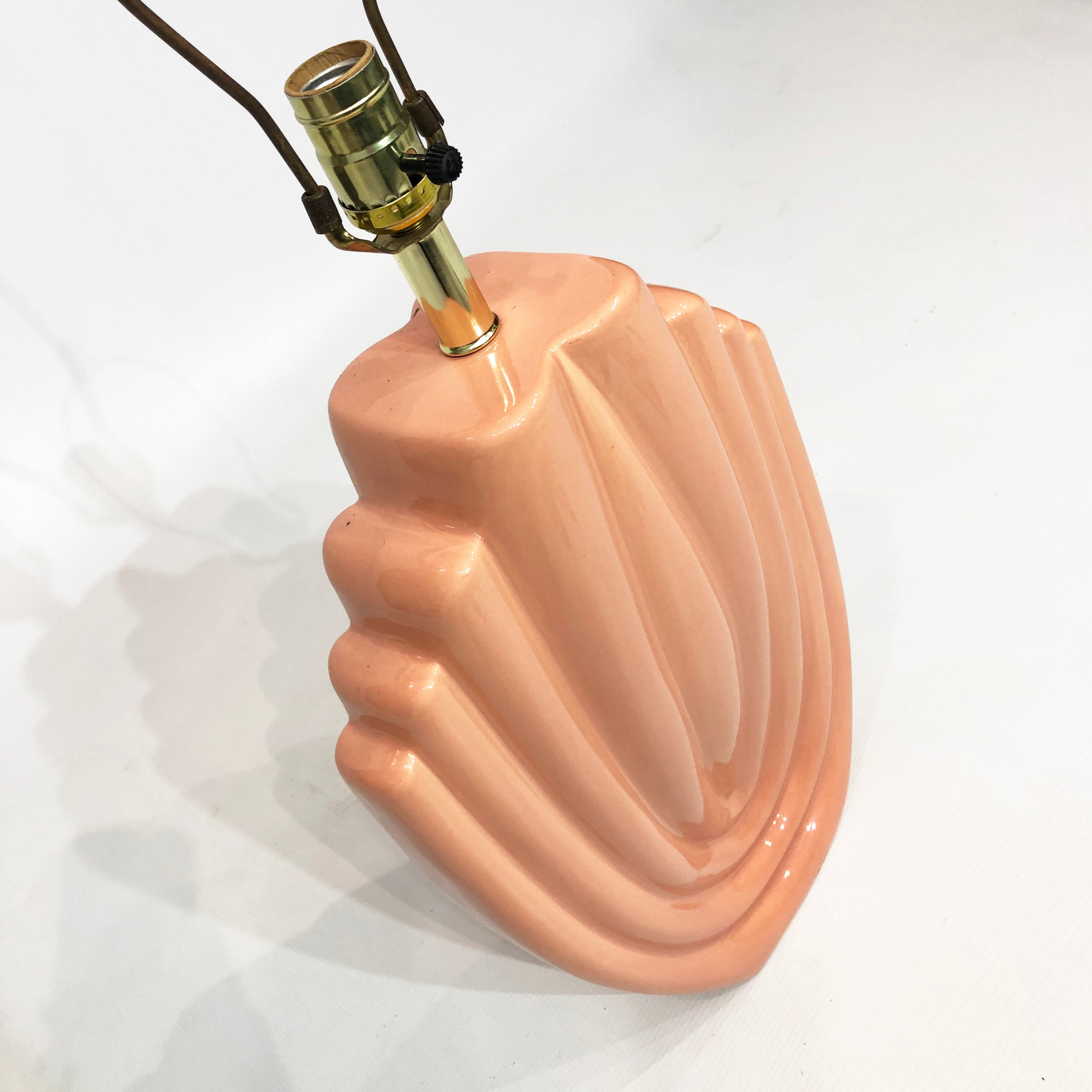 Salmon_Ceramic_Table_Lamp_with_Shell_Texture,_USA_1980s