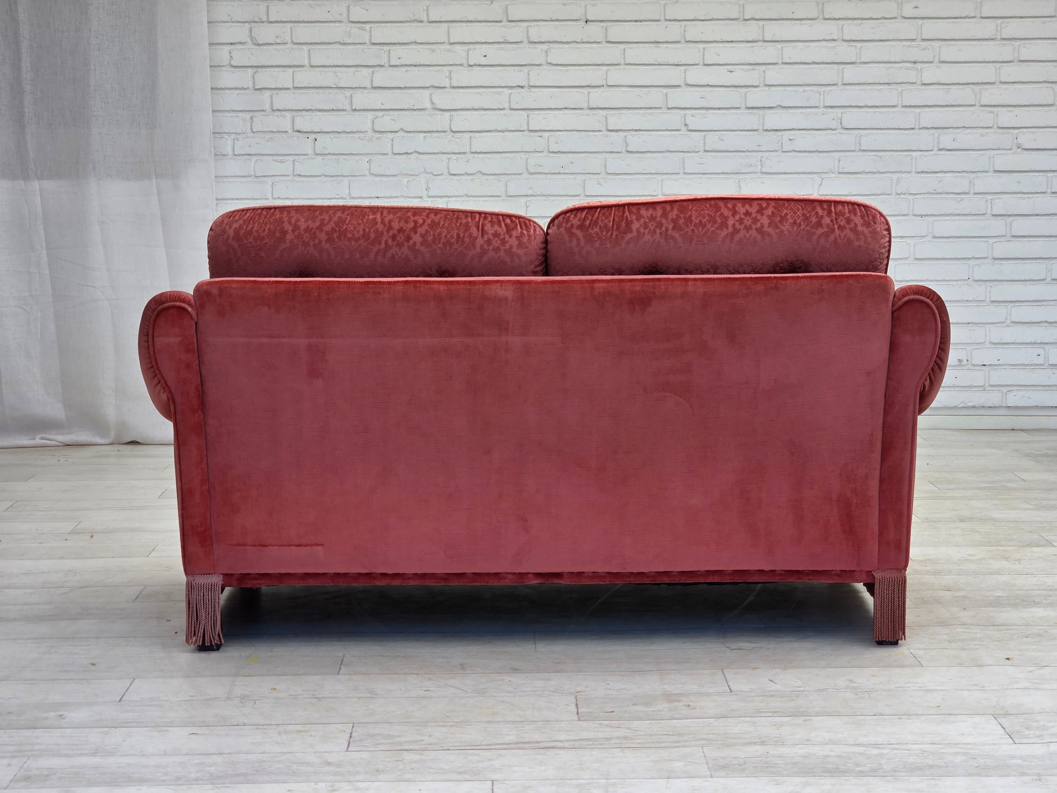 Scandinavian_Pink_Velour_2-Seater_Sofa_with_Beech_Legs,_Denmark_or_Sweden,_1980s