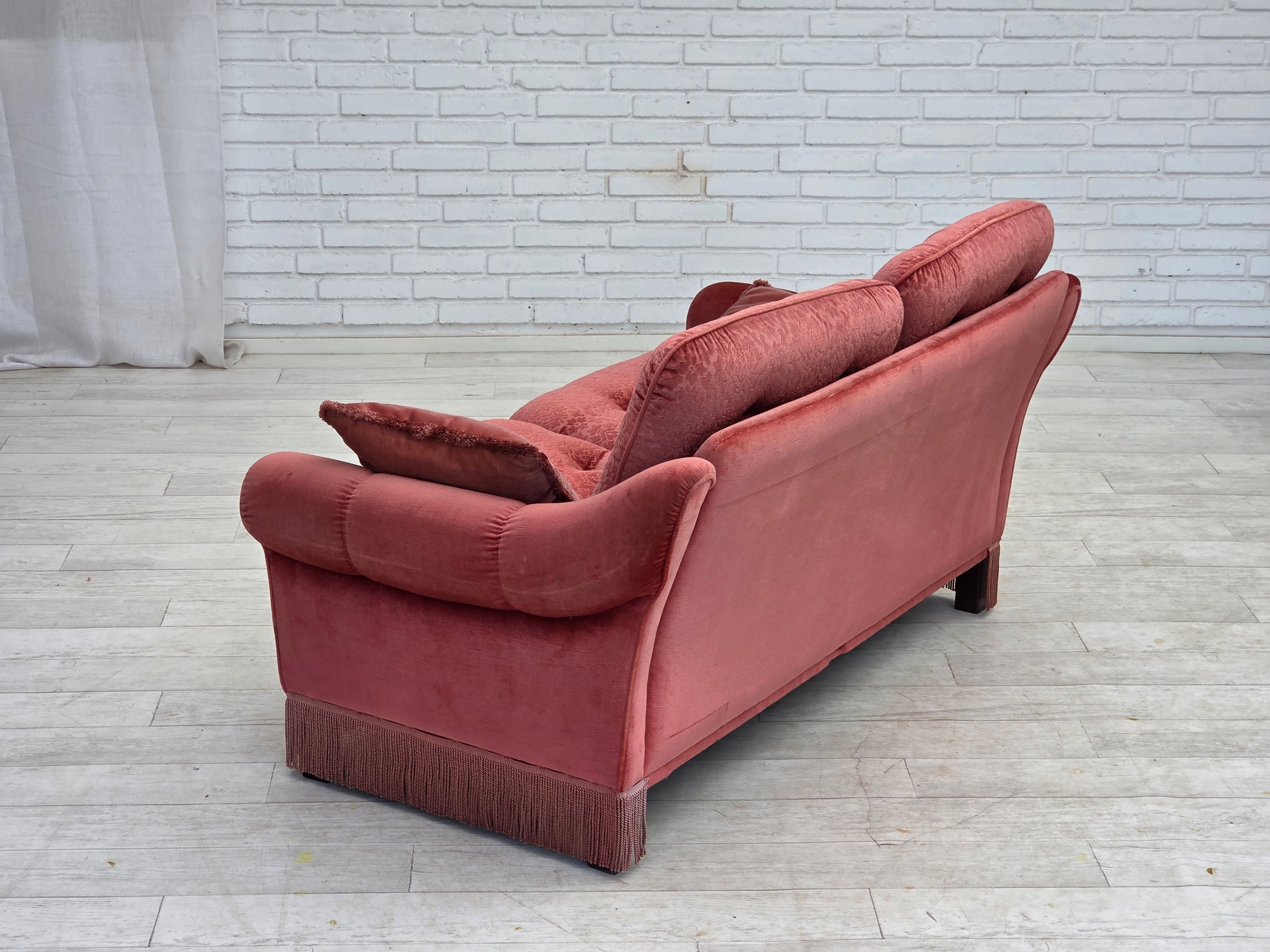 Scandinavian_Pink_Velour_2-Seater_Sofa_with_Beech_Legs,_Denmark_or_Sweden,_1980s