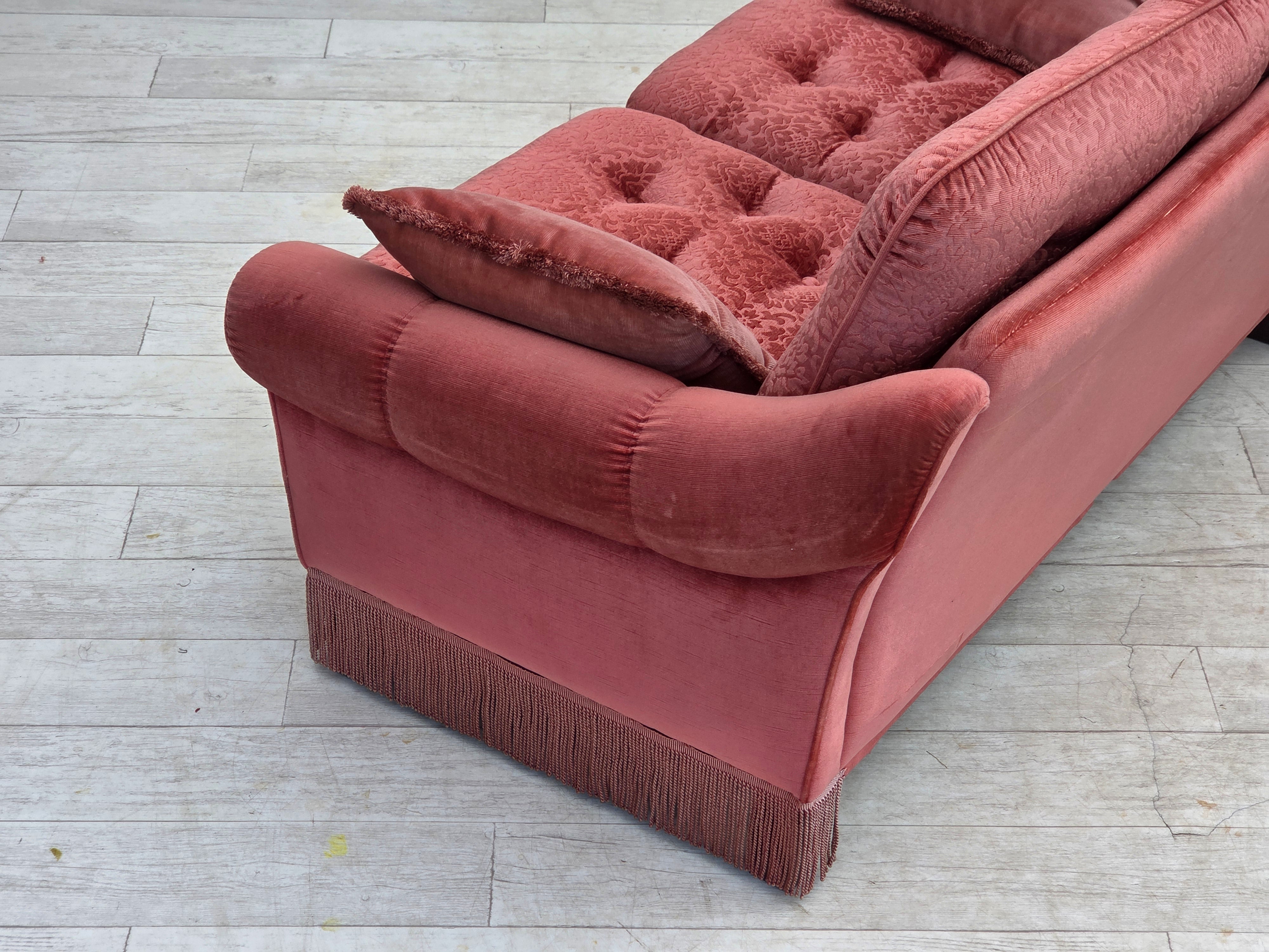 Scandinavian_Pink_Velour_2-Seater_Sofa_with_Beech_Legs,_Denmark_or_Sweden,_1980s