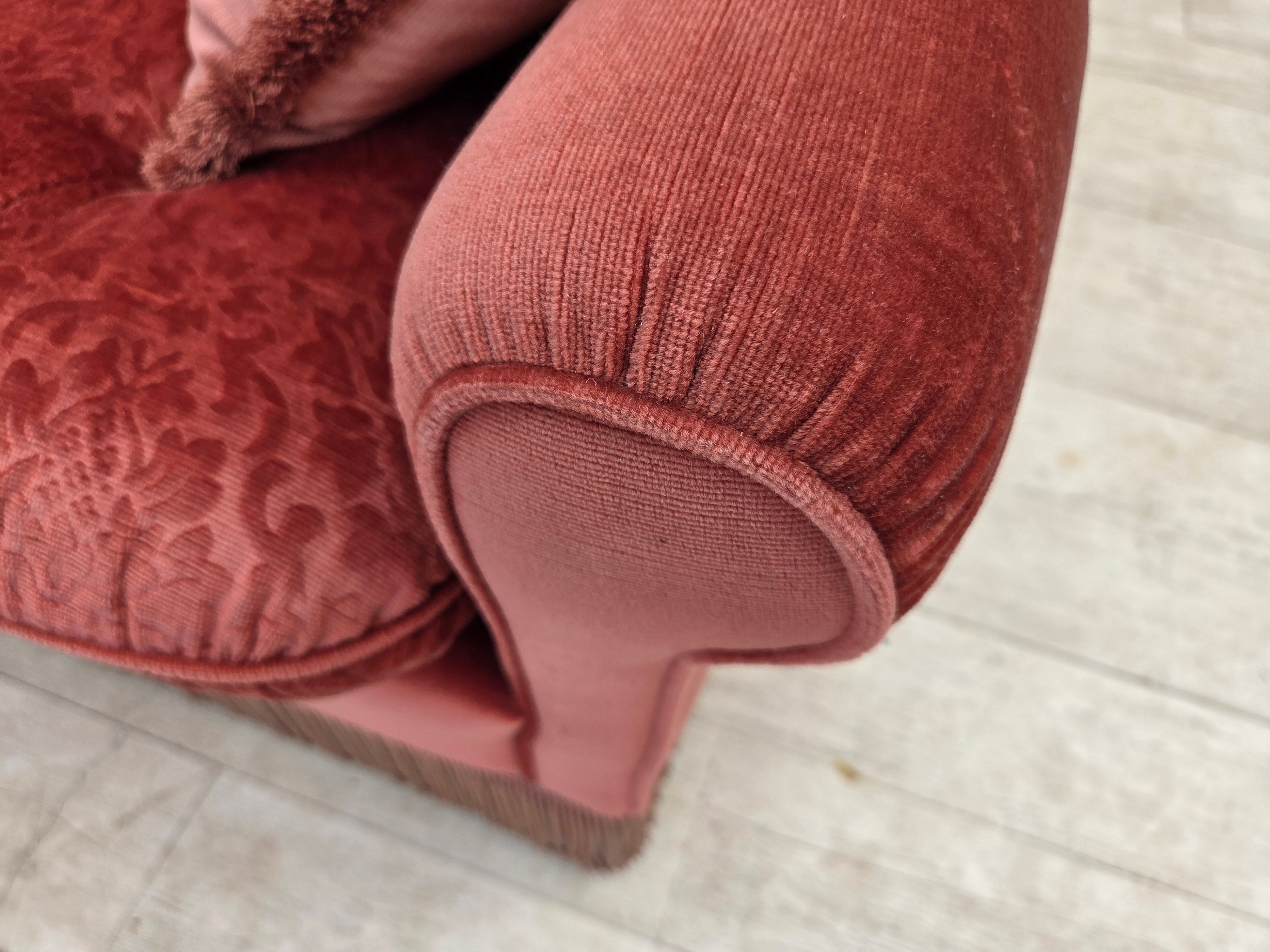 Scandinavian_Pink_Velour_2-Seater_Sofa_with_Beech_Legs,_Denmark_or_Sweden,_1980s