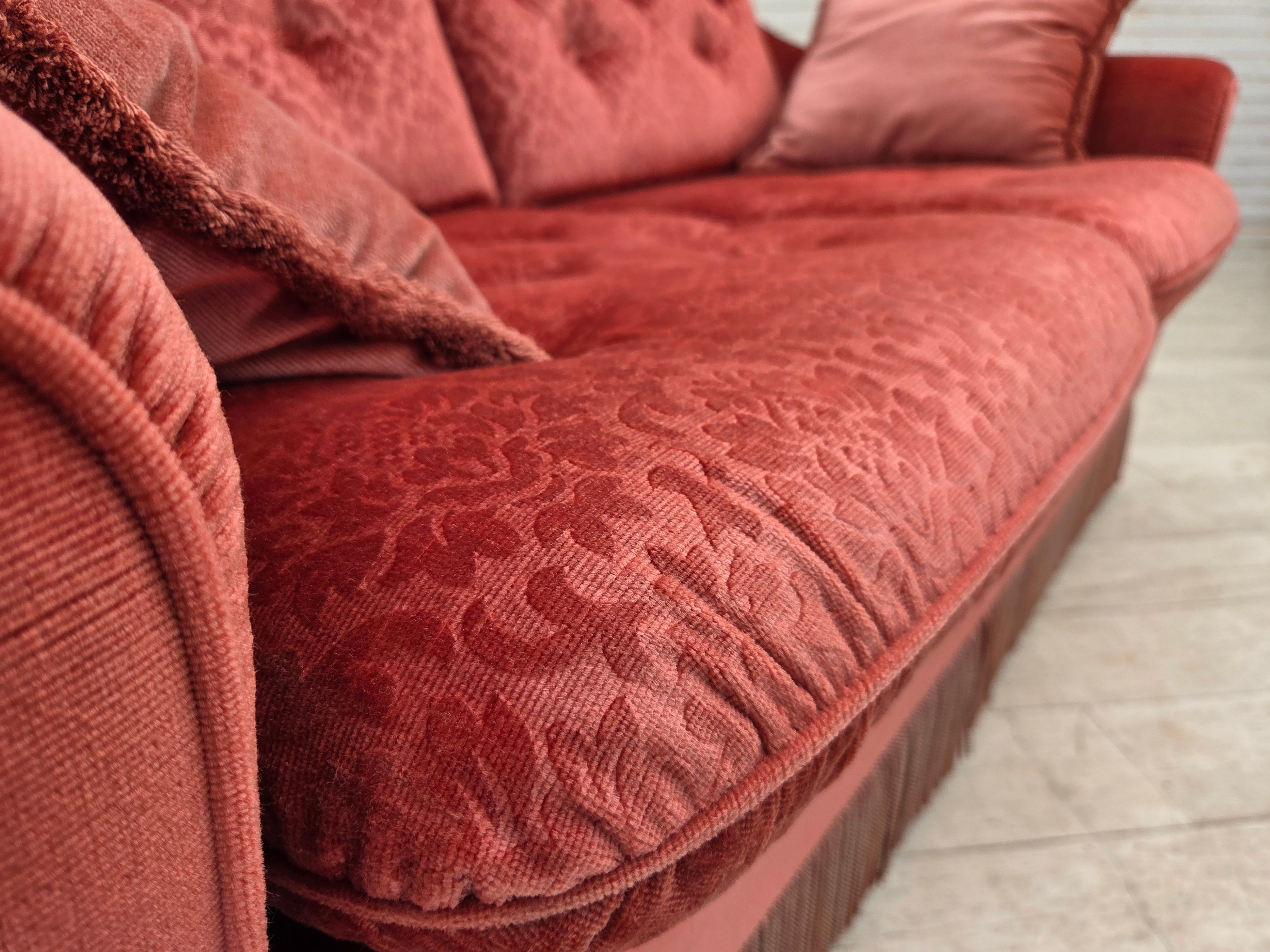 Scandinavian_Pink_Velour_2-Seater_Sofa_with_Beech_Legs,_Denmark_or_Sweden,_1980s