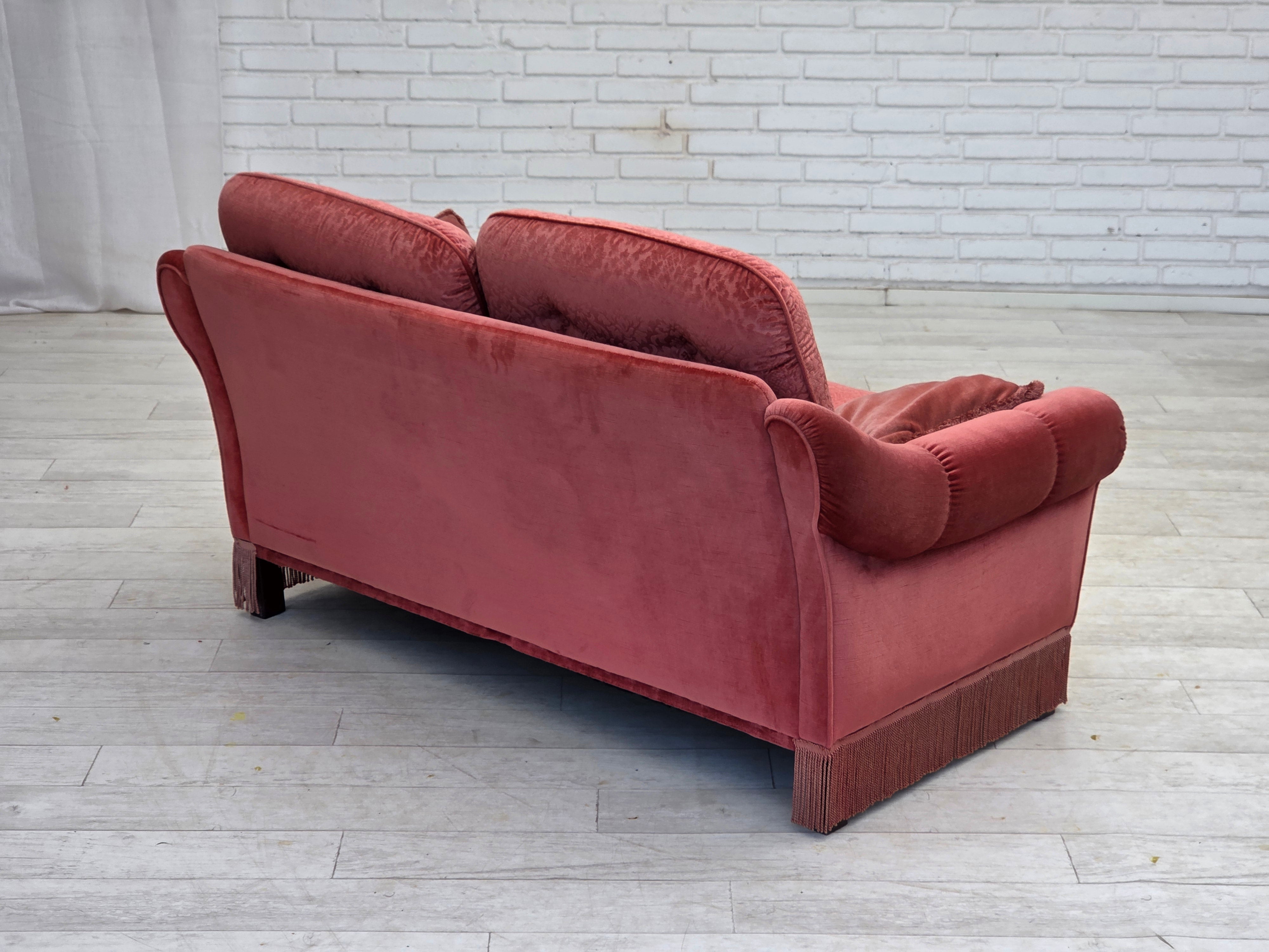 Scandinavian_Pink_Velour_2-Seater_Sofa_with_Beech_Legs,_Denmark_or_Sweden,_1980s