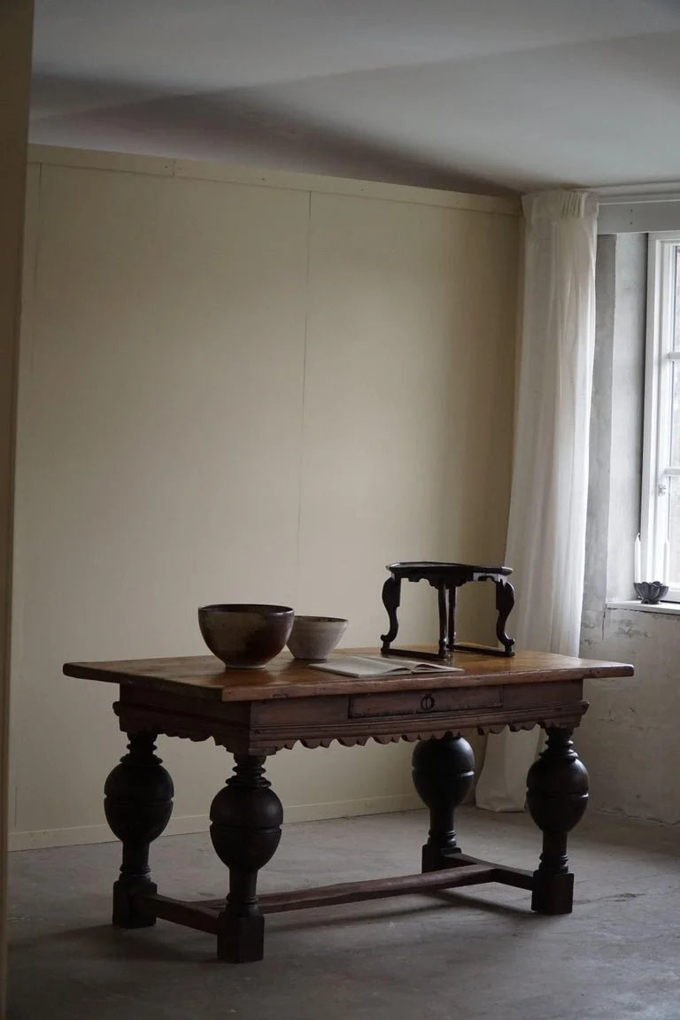19th_Century_Antique_Baroque_Dining_/_Desk_Table_in_Oak,_Danish_Cabinetmaker