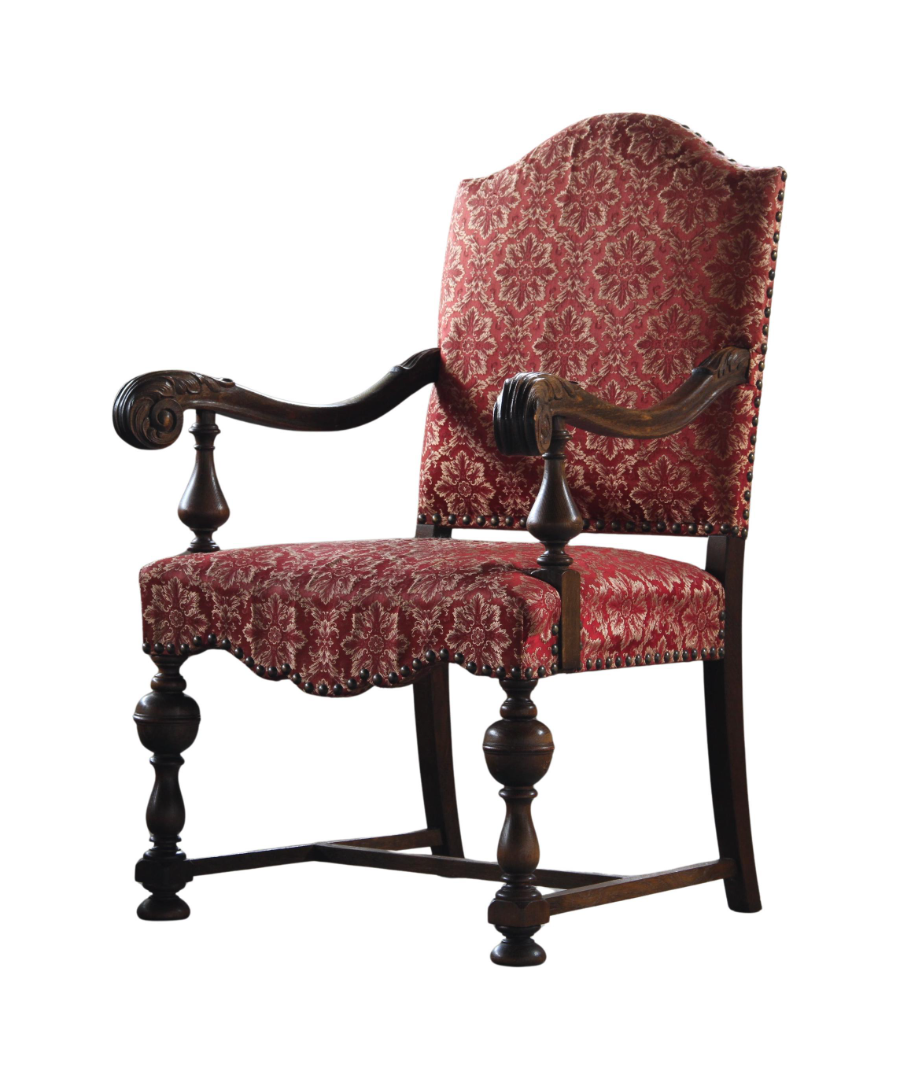 19th-Century_Danish_Ceremonial_Armchair_in_Carved_Oak_and_Red_Damask,_Late_1800s
