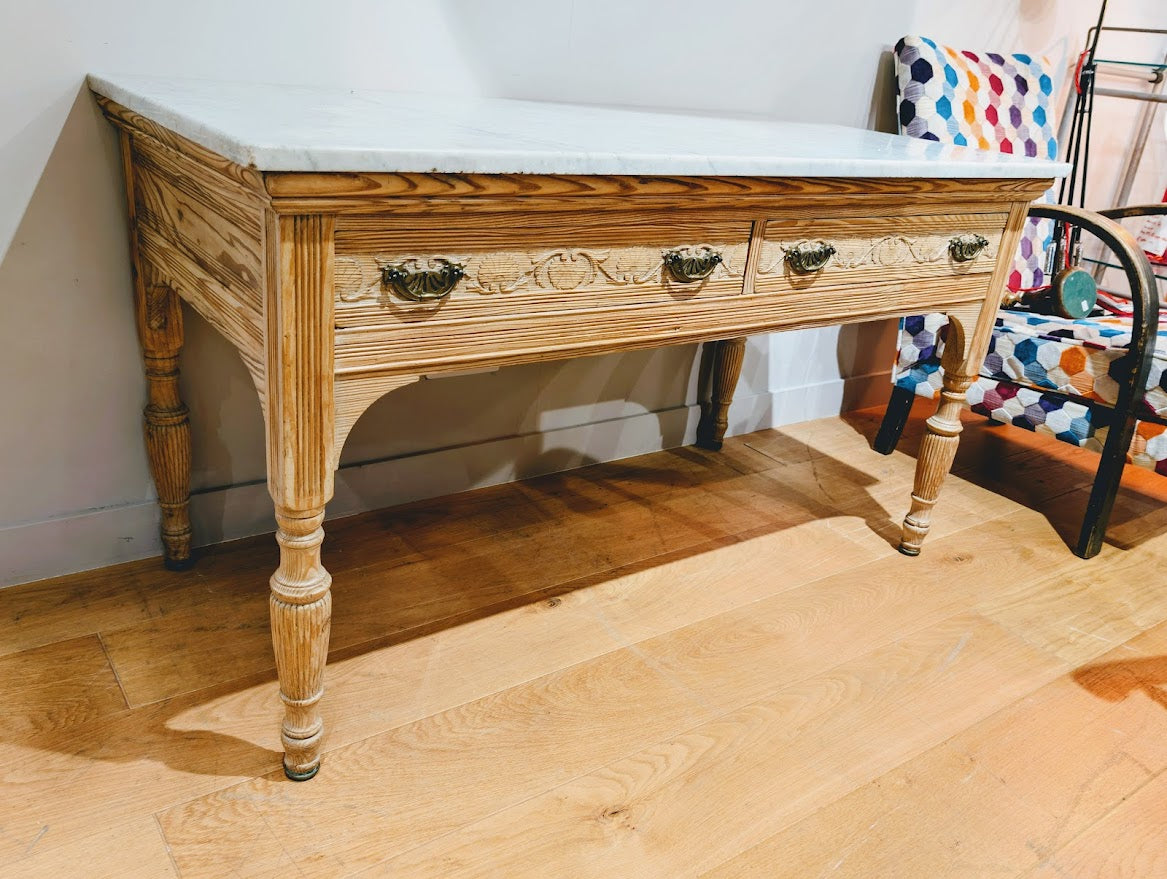 19th_Century_Marble_Top_Pitch_Pine_Console_Table_by_John_Reid_&_Sons
