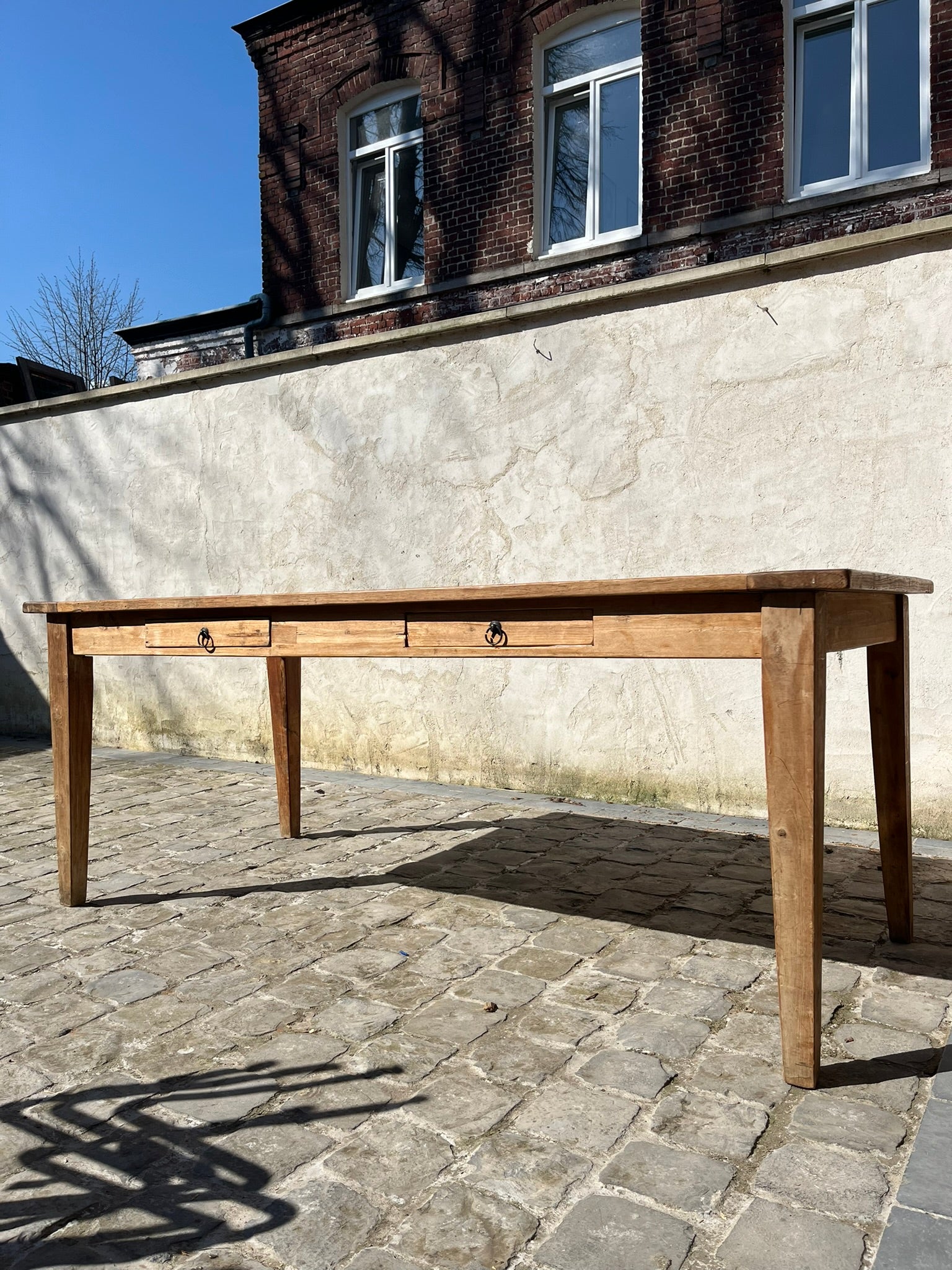 Collapsile_20th_century_solid_wood_handmade_farmhouse_table.