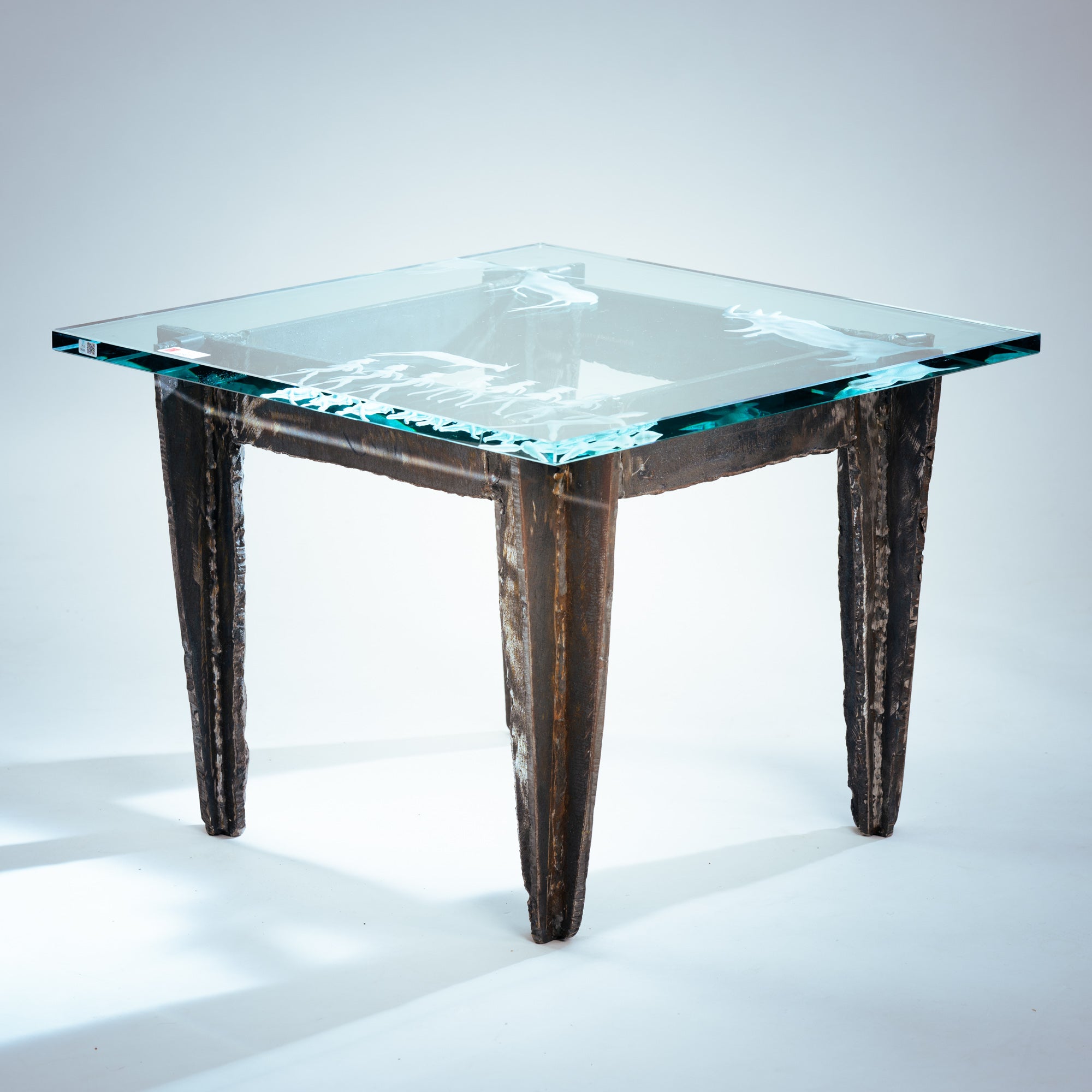 Set_of_2_Brutalist_Steel_Side_Tables_with_Etched_Glass_Safari_Motifs,_Unique_Art_Tables,_1970s