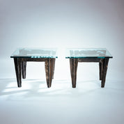 Set_of_2_Brutalist_Steel_Side_Tables_with_Etched_Glass_Safari_Motifs,_Unique_Art_Tables,_1970s