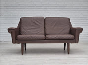 2-Seater_Sofa,_Original_Brown_Leather_&_Beech_Wood,_1970s_Denmark