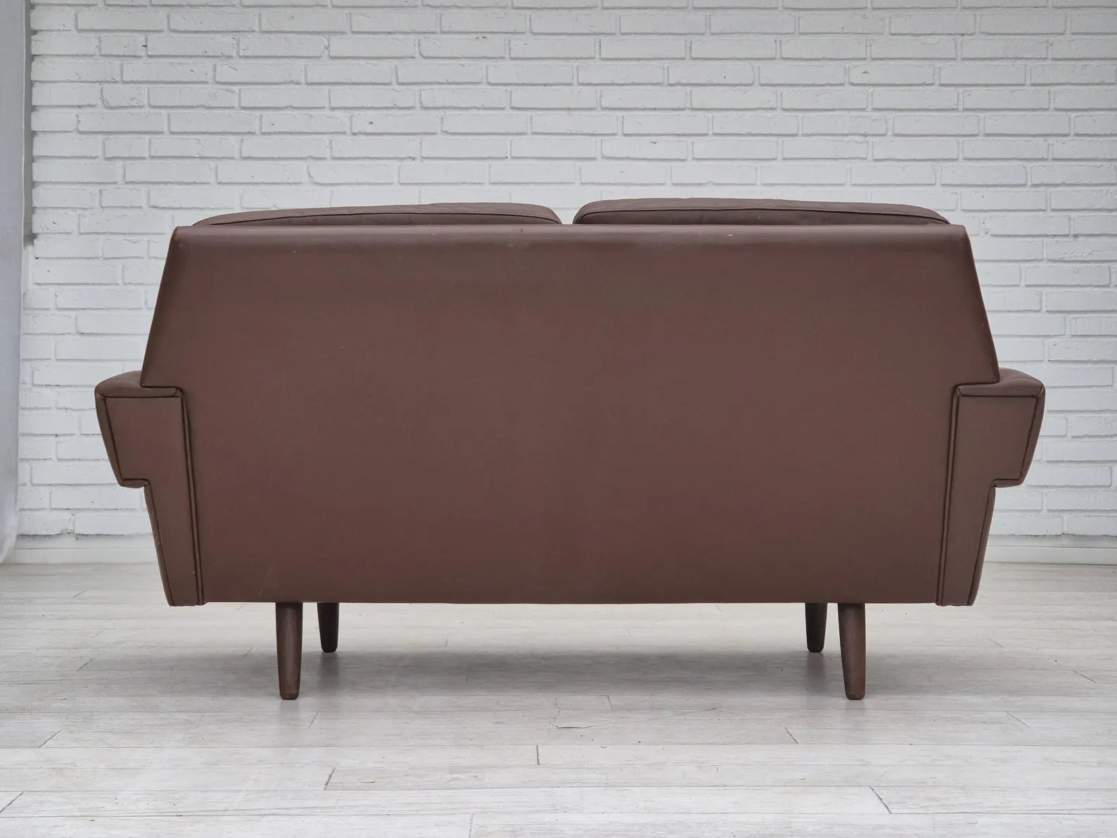 2-Seater_Sofa,_Original_Brown_Leather_&_Beech_Wood,_1970s_Denmark