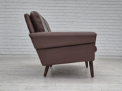 2-Seater_Sofa,_Original_Brown_Leather_&_Beech_Wood,_1970s_Denmark