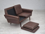 2-Seater_Sofa,_Original_Brown_Leather_&_Beech_Wood,_1970s_Denmark