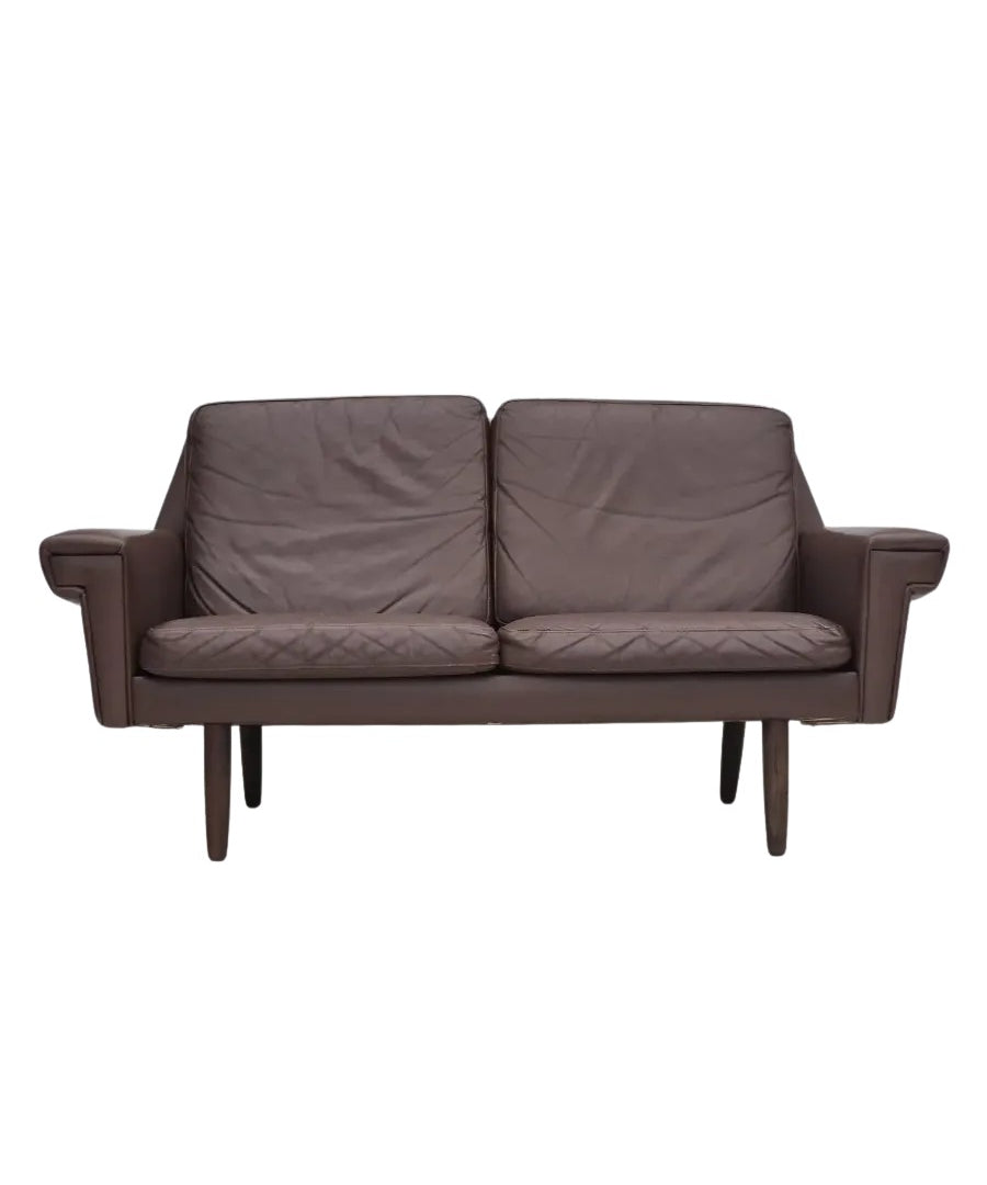2-Seater_Sofa,_Original_Brown_Leather_&_Beech_Wood,_1970s_Denmark