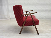 2-Seater_Sofa,_Red_Upholstery_&_Beech_Wood_Frame,_1960s_Denmark